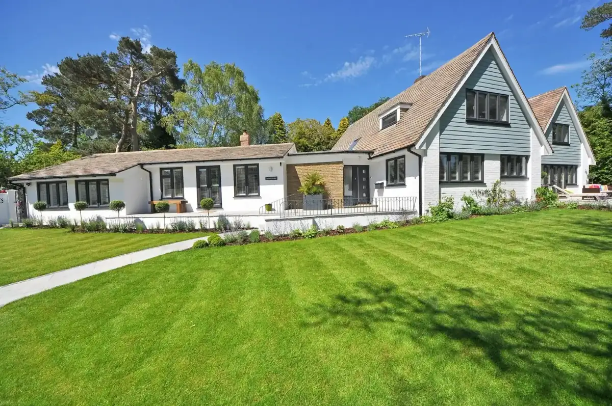 Residential property with a wide front lawn