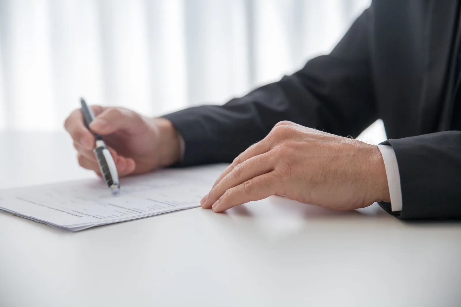 Contract document on a table