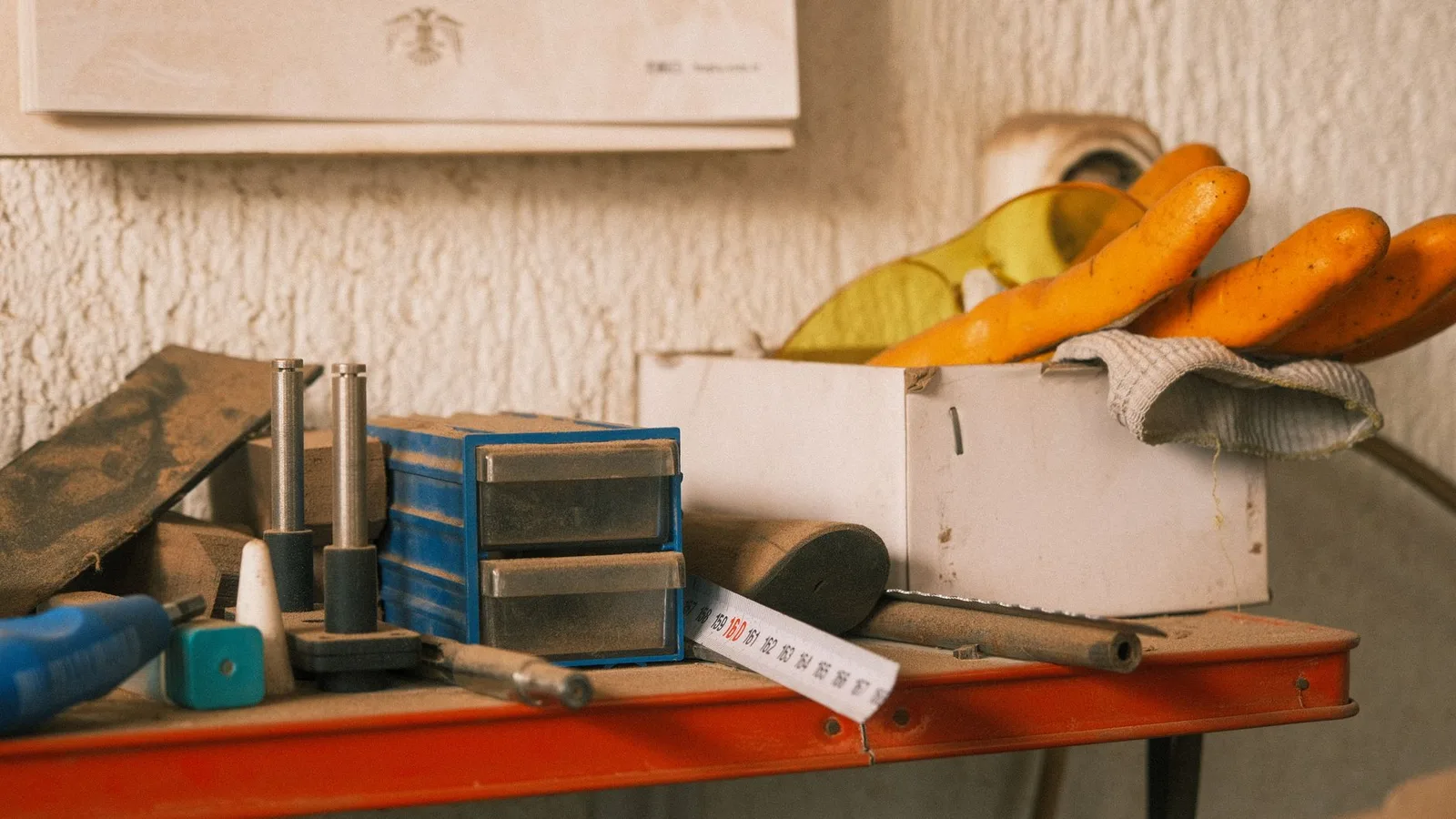 Interior home-repair tools and materials
