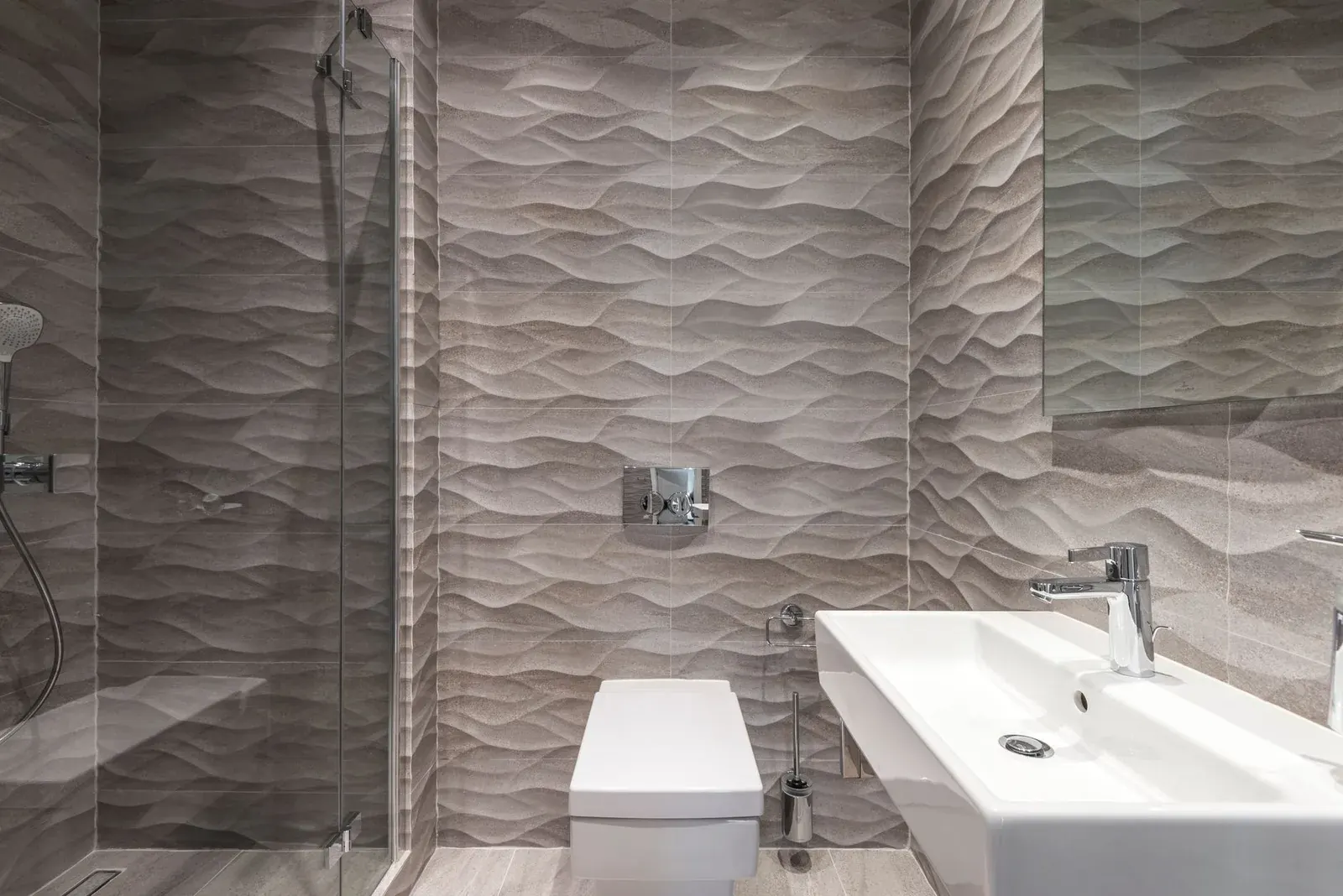 Ceramic wall tiles in a bathroom