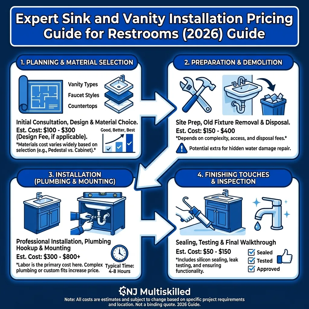 Expert Sink and Vanity Installation Pricing Guide for Restrooms (2026) Infographic