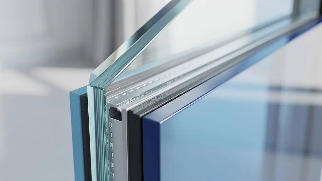 Energy-efficient double-pane window with low-E glass coating