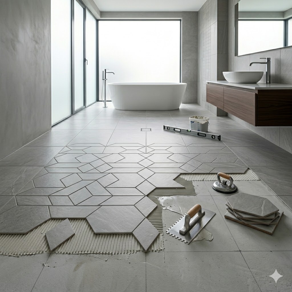 Tile flooring installation