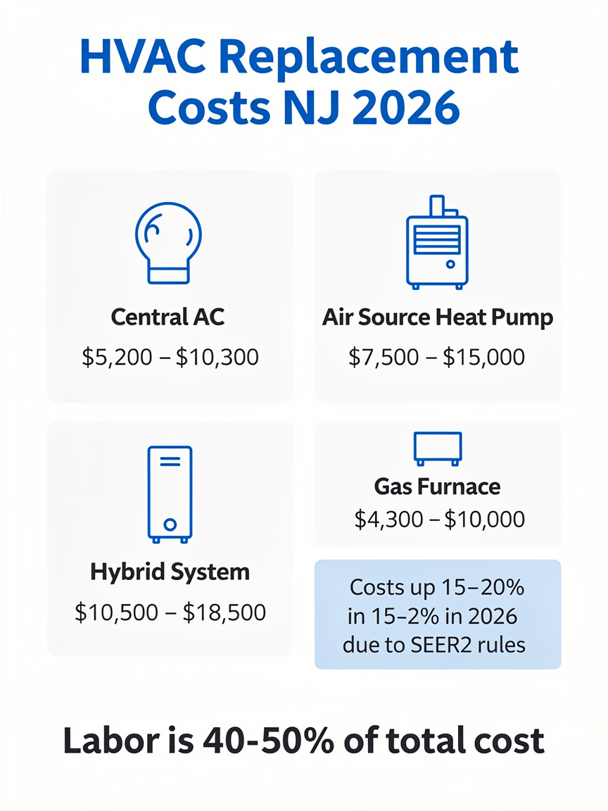 HVAC System Replacement Cost NJ 2026 Infographic