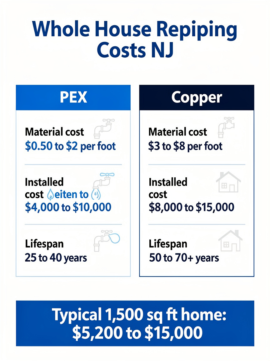 Whole-House Repiping Cost NJ 2026 Infographic