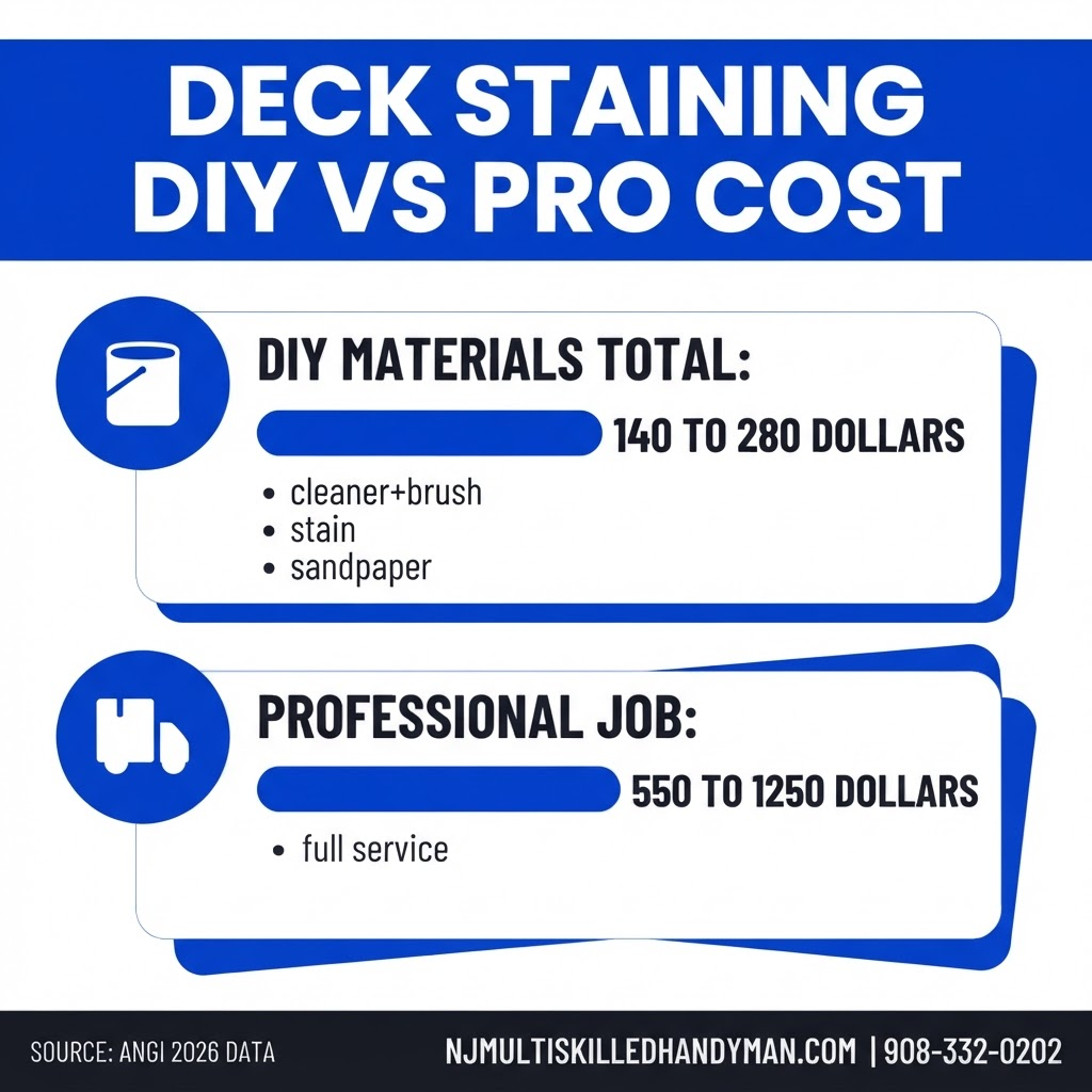 Deck staining DIY vs professional cost infographic